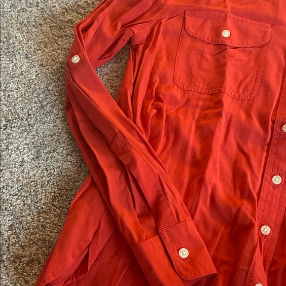Orange/Red Loft Button-Up Blouse Size Medium - Picture 5 of 6